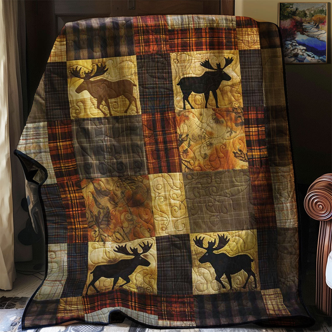 Moose Silhouettes Quilt Blanket
