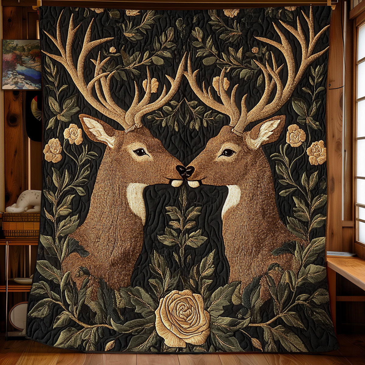 Reindeer Wild Touch Quiet Moments Quilt Blanket