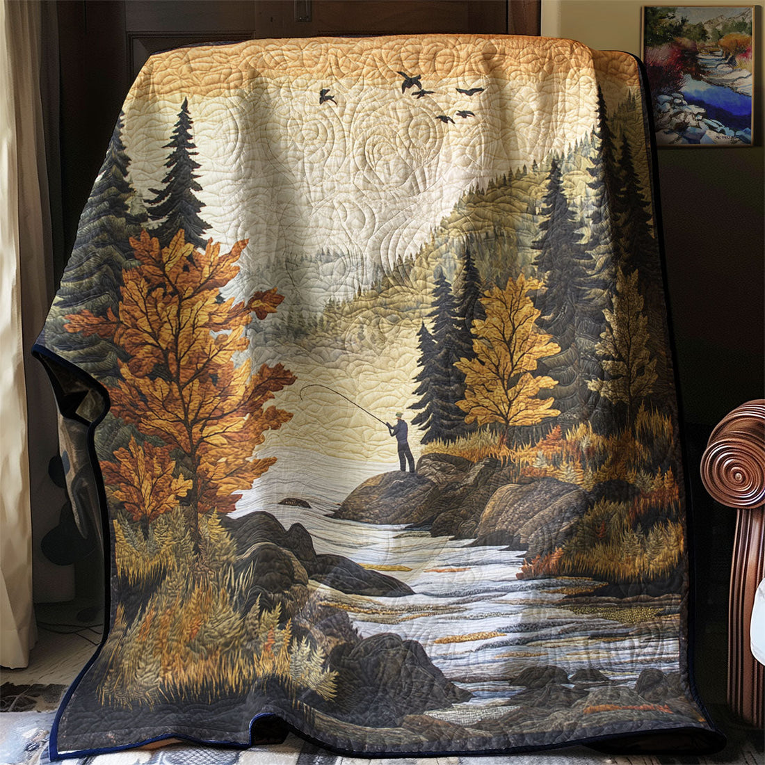 Fishing Casting Into The Mist Quiet Moments Quilt Blanket