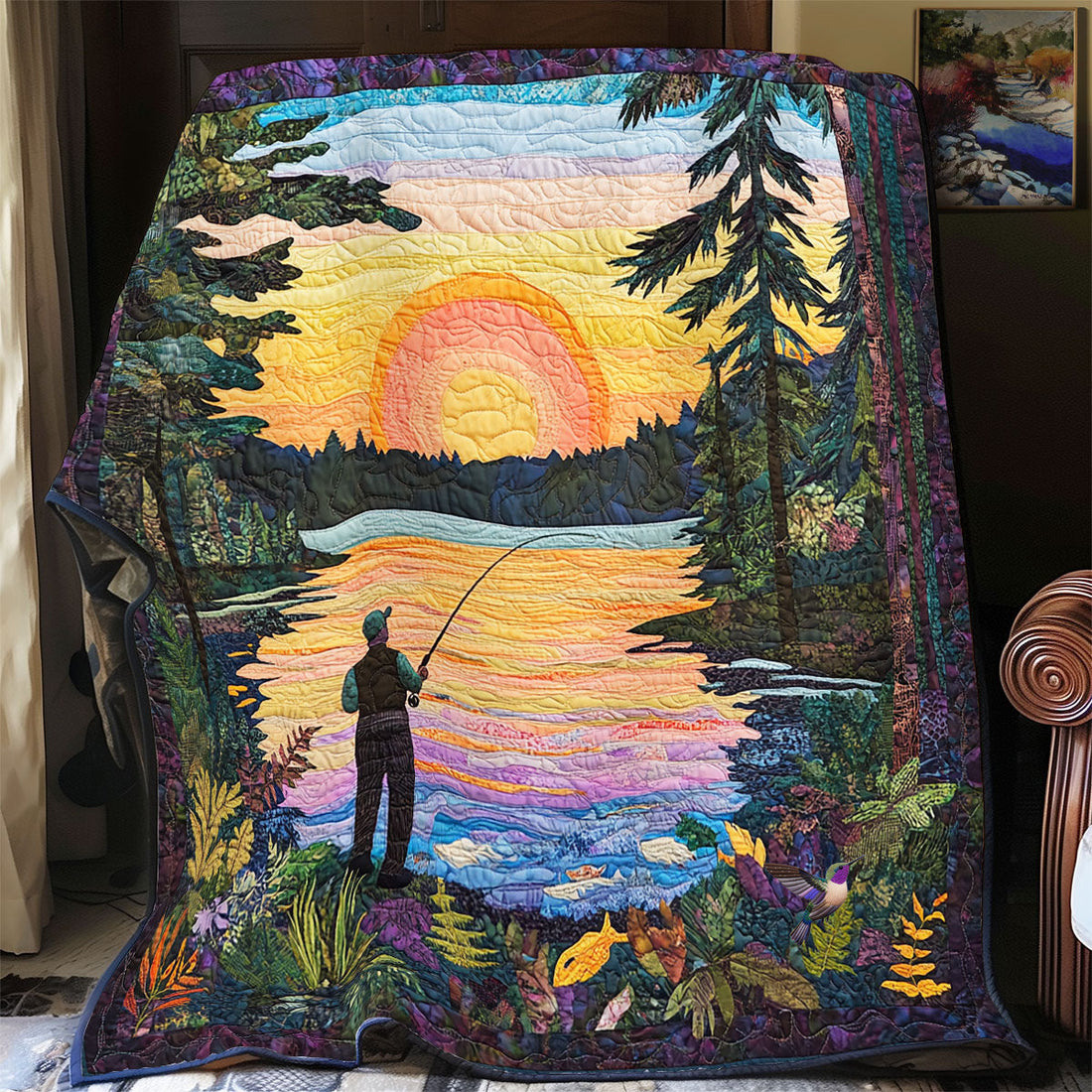Let's Go Fishing Quiet Moments Quilt Blanket