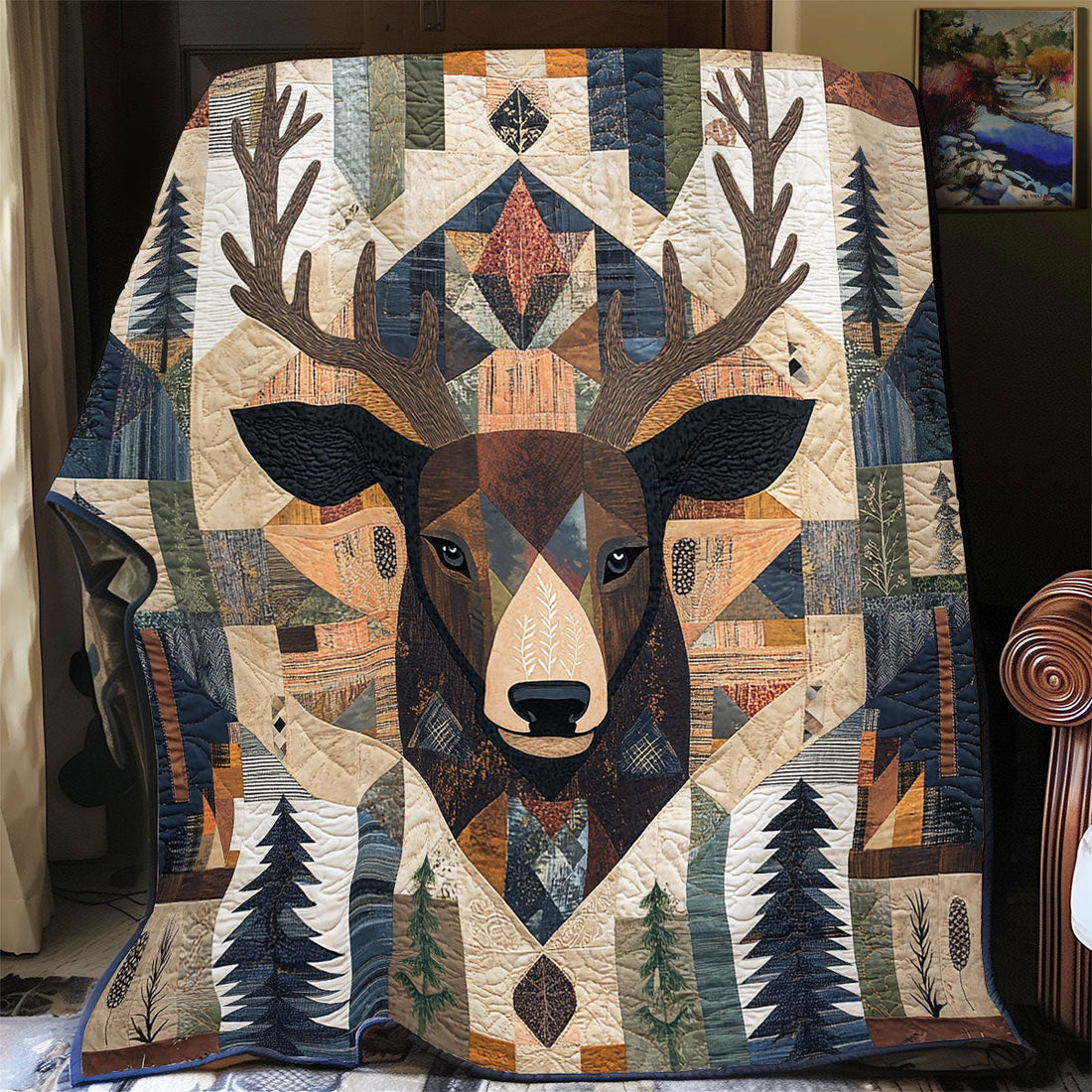 Tribal Reindeer Quilt Blanket