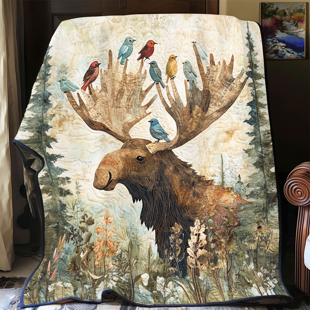 Wild Moose Woodland Retreat Quilt Blanket