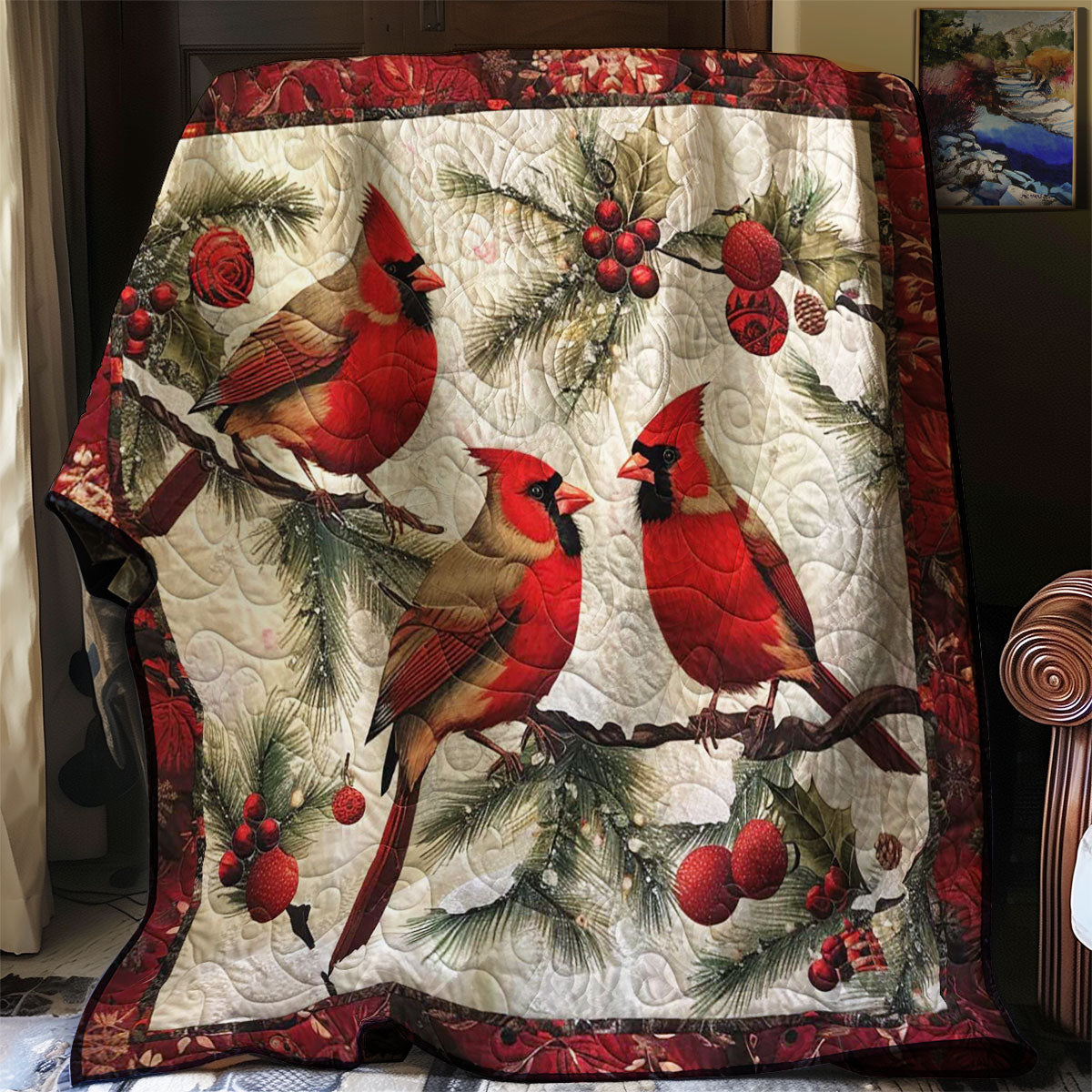 Christmas Cardinal Yuletide Charm Quilt Blanket