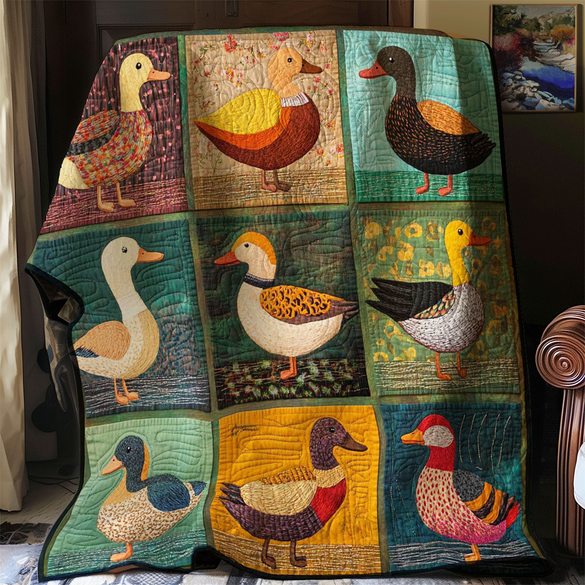 Duck Rustic Charm Quilt Blanket