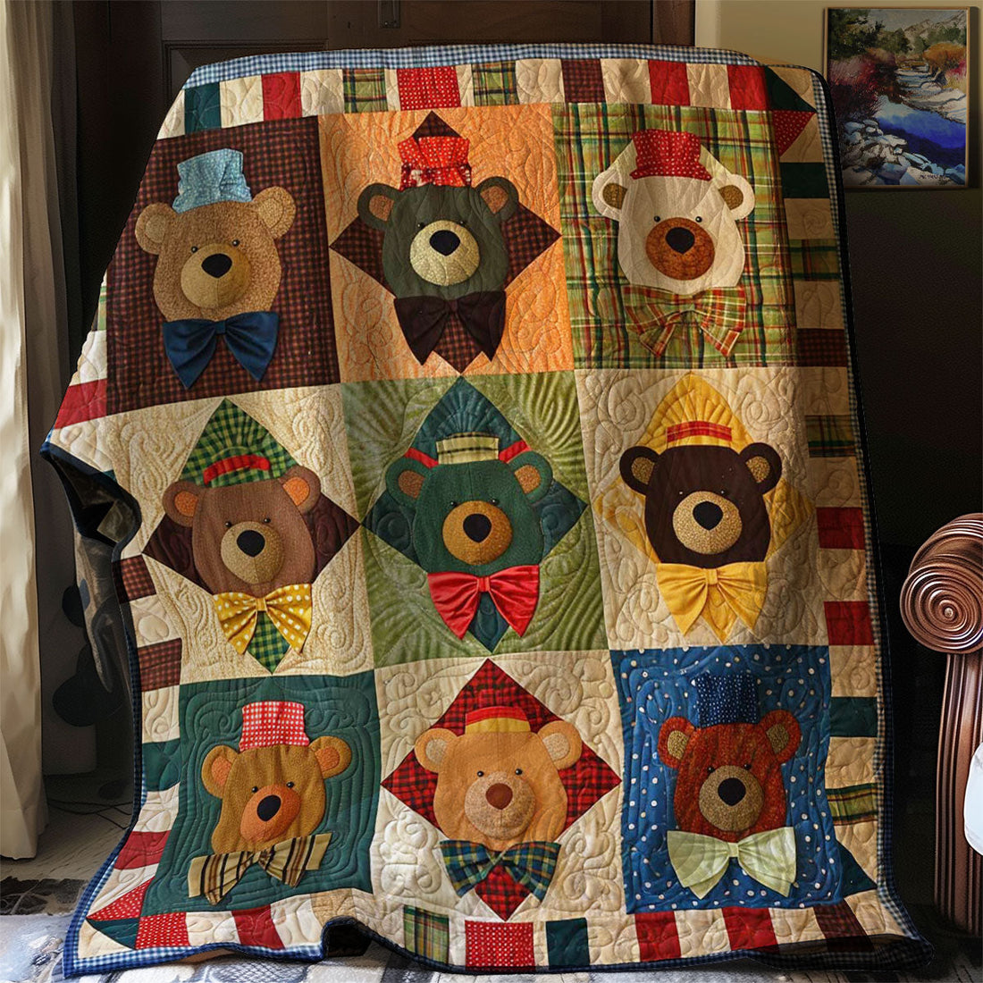 Teddy Bear Warm Embrace Quilt Blanket
