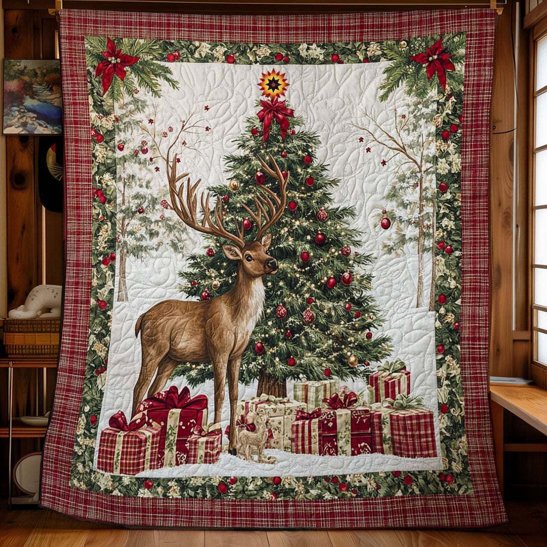 Reindeer Christmas Time Quilt Blanket