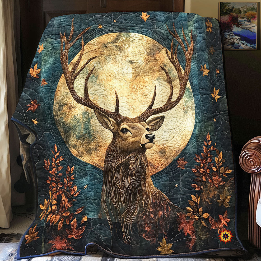 Reindeer Starry Night Quilt Blanket