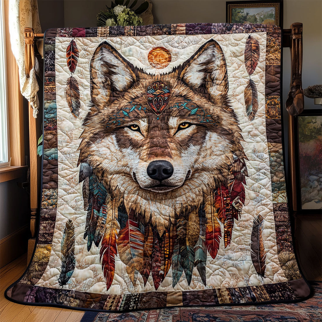 Tribal Wolf Quiet Moments Quilt Blanket