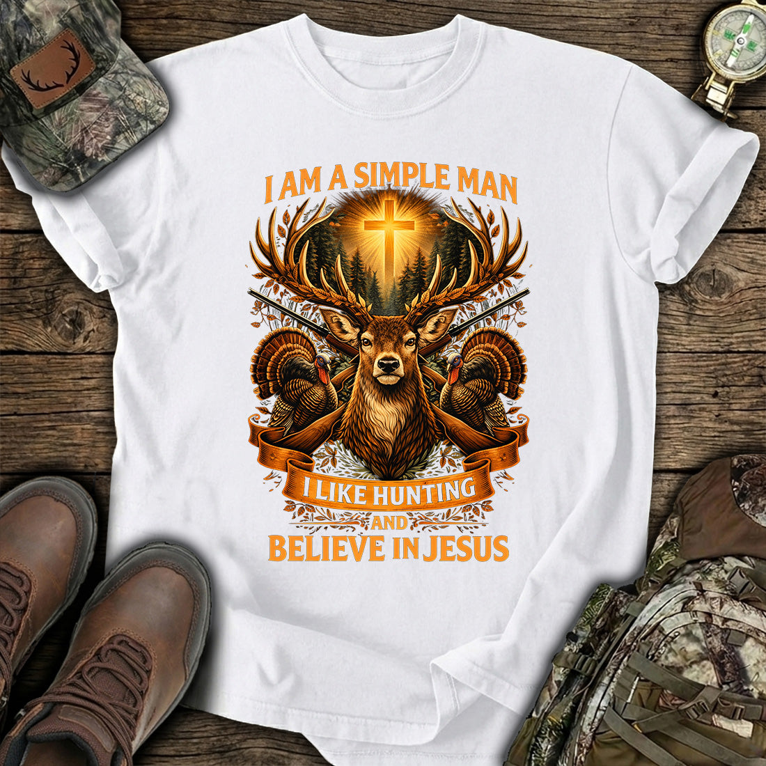 Hunting Jesus Simple Man T-Shirt